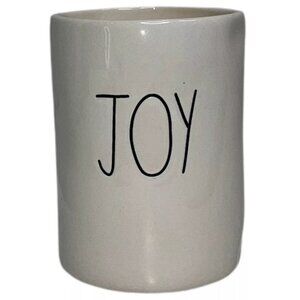 Rae Dun JOY Candle Sugar Cookie Scent White Ceramic Holiday Christmas Wax Cover
